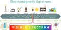 Electromagnetic spectrum infographic diagram, vector illustration