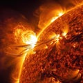 Electromagnetic storm on the sun Royalty Free Stock Photo