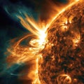 Electromagnetic storm on the sun Royalty Free Stock Photo