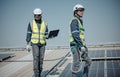 Electromechanical solar panel technician install, assemble photovoltaic systems on roof based on site assessment and schematic