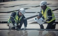 Electromechanical solar panel technician install, assemble photovoltaic systems on roof based on site assessment and schematic