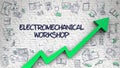 Electromechanical Workshop Drawn on Brick Wall. Royalty Free Stock Photo