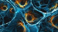 Electron micrograph of paracrine factors diffusing through the cytoplasm of a cell