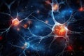 Electron microscopy of brain neural network. Generative AI.