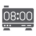 Electronic alarm clock glyph icon, digital and hour, clock display sign, vector graphics, a solid pattern on a white Royalty Free Stock Photo