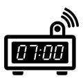 Electronic alarm clock icon, simple black style