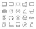 Electronic and analog devices. basic set of simple linear icons