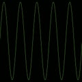 electronic analysis tool displaying a green sinusoidal wave on a black oscilloscope screen