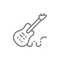 Electronic bass guitar, music instrument line icon.