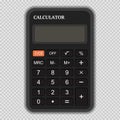 Electronic black calculator on a transparent background. Isolated vector illustration. EPS 10