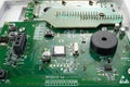 Electronic board can be used as background . Close up of a printed green computer circuit board