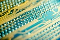 Electronic Board with semiconductor elements closeup. Concept of the technology of solid-state microelectronics Royalty Free Stock Photo