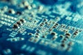 Electronic Board with semiconductor elements closeup. Concept of the technology of solid-state microelectronics Royalty Free Stock Photo