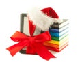 Electronic book reader wearing Santa's hat Royalty Free Stock Photo