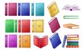 Electronic books of different formats with inscriptions epab, mobi, pdf. Gradient cartoon books from different angles.