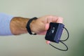 Electronic bracelet for criminals. Gadget for control and monitoring of the execution of punishment