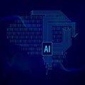 Electronic brain and Concept of artificial intelligence. Graphic of a digital brain outline made from circuit board