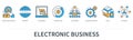 Electronic business infographics in minimal flat line style Royalty Free Stock Photo