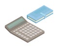 Electronic Calculator and Notepad as Financial Accounting and Summary Isometric Vector Composition
