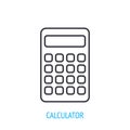 Electronic calculator. Outline icon. Vector illustration. Finance counting gadget. Symbol of education, math and arithmetic