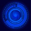 Electronic camera sensor and lens with scale abstract background