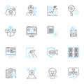 Electronic cash linear icons set. Cryptocurrency, Wallet, Blockchain, Bitcoin, Cashless, Digital, E-wallet line vector