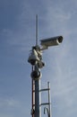 Electronic cctv security camera, surveillance camera on top of pole