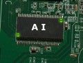 The electronic chip ai on green pcb closeup Royalty Free Stock Photo