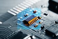 Electronic chip on circuit board Royalty Free Stock Photo