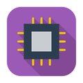 Electronic chip flat icon 2 Royalty Free Stock Photo