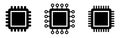 Electronic chip icon. Computer chip icon, cpu microprocessor chip icon.