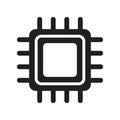 Electronic chip vector icon isolated on white background. Computer chip icon, cpu microprocessor chip icon.
