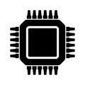 Electronic chip vector icon isolated on white background. Computer chip icon, cpu microprocessor chip icon.