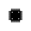 Electronic chip vector icon isolated on white background. computer chip icon. cpu microprocessor chip icon