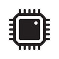 Electronic chip vector icon isolated on white background. Computer chip icon, cpu microprocessor chip icon. Royalty Free Stock Photo