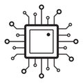 Electronic chip vector icon isolated on white background. Processor, computer chip icon, cpu microprocessor chip icon.