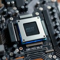 Electronic chipsets on a motherboard Royalty Free Stock Photo