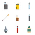 Electronic cigarette icon set, flat style