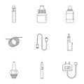 Electronic cigarette icon set, outline style Royalty Free Stock Photo