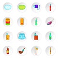 Electronic cigarette icons, cartoon style