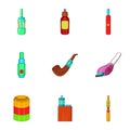 Electronic cigarette icons set, cartoon style