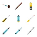 Electronic cigarette icons set, flat style Royalty Free Stock Photo