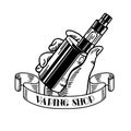 Electronic cigarette and liquid, Vape shop vector monochrome badges, emblems