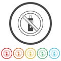 Electronic cigarette smoking ban icon. Set icons colorful