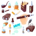 Electronic cigarettes icons set, cartoon style Royalty Free Stock Photo