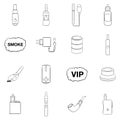 Electronic cigarettes icons set vector outline Royalty Free Stock Photo