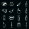 Electronic cigarettes icons set vector neon Royalty Free Stock Photo