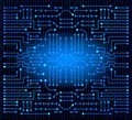 Electronic circuit on binary code background. High tech concept. Digital banner Royalty Free Stock Photo