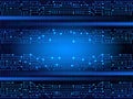 Electronic circuit on binary code background. High tech concept. Digital banner Royalty Free Stock Photo