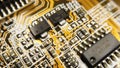 Electronic circuit blur. Blur electronic circuit close up computer